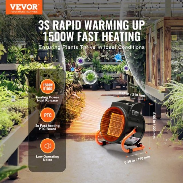 VEVOR Θερμαντήρας Θερμοκηπίου 2000W με Προστασία Υπερθέρμανσης  WSJRQPTCWDLWMWKRYV2