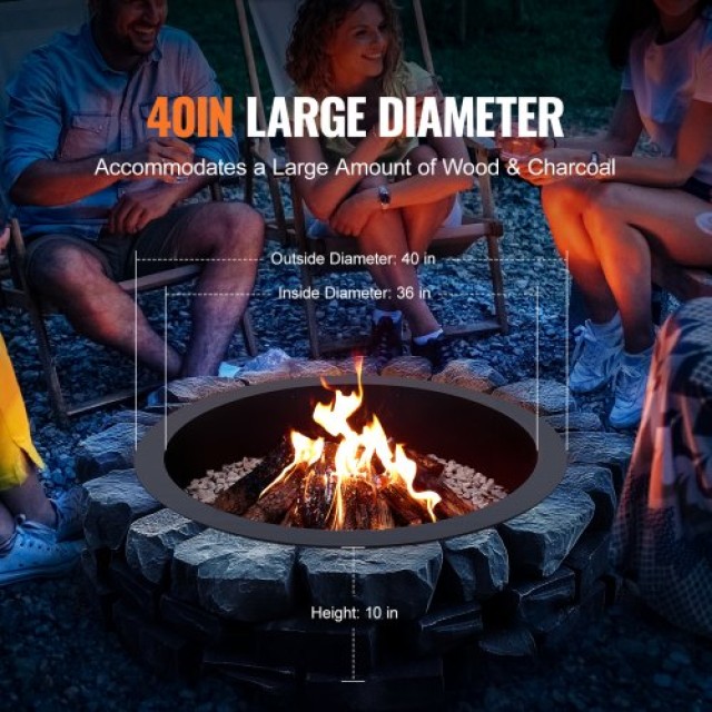 VEVOR Δακτύλιος Πυράς 40 Εξωτερικός Χάλυβας DIY Τζάκι Κατασκήνωσης  YXHH25MM36IN5PAQ0V0