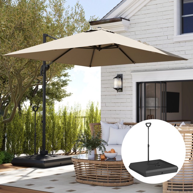 Outsunny Βάση για Ομπρέλα με Αντίβαρο από HDPE με Λαβή και Ρόδες και Γεμιστή με Νερό ή Άμμο, 95x95x117 εκ., Μαύρο 84D-412V00BK