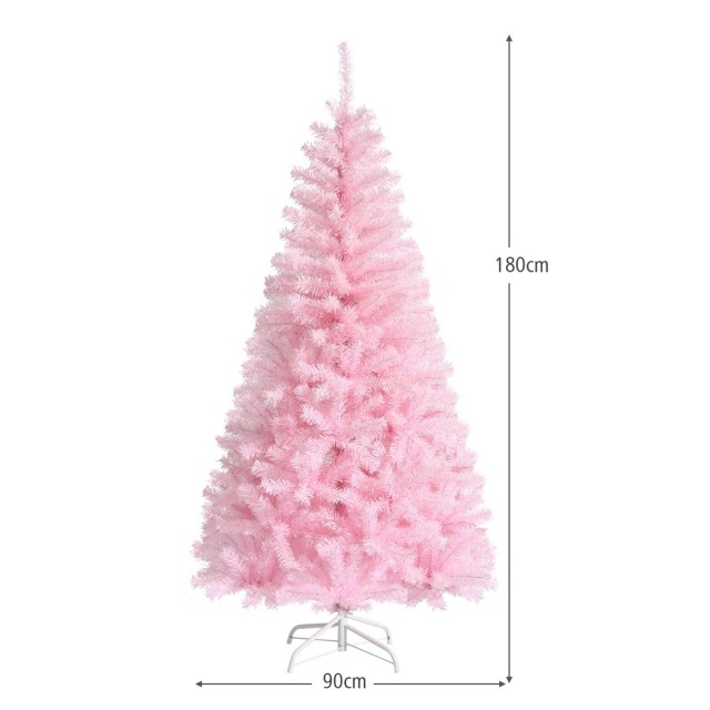 Costway Ροζ Χριστουγεννιάτικο Δέντρο 180εκ με 472 Γυαλιστερά Κλαδιά...