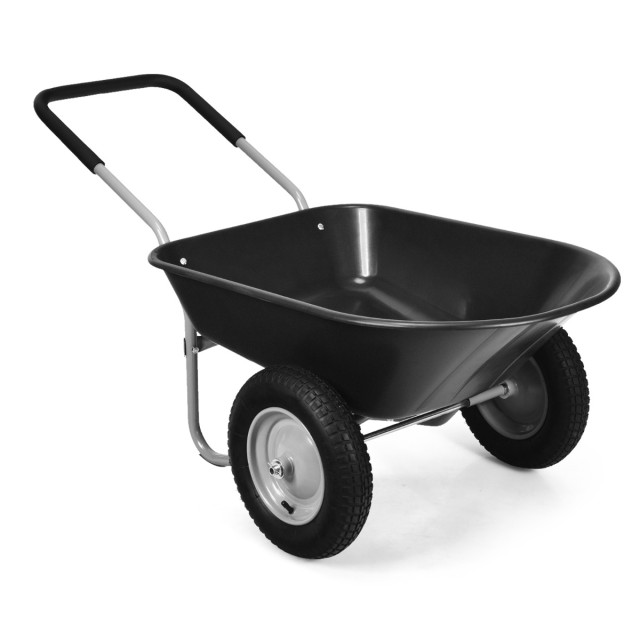 Costway Δίτροχο Καρότσι Βαρέως Τύπου για Κήπο 145 x 65 x 65 cm Μαύρ...