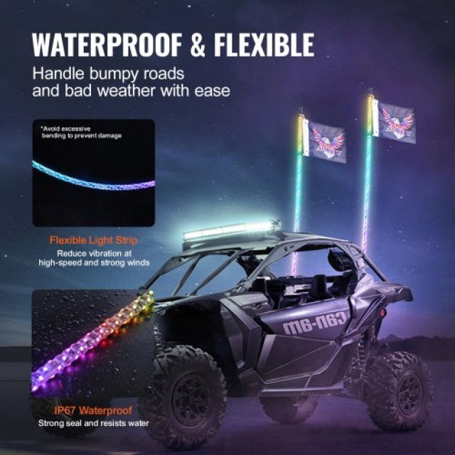 VEVOR LED Σπιράλ Φώτα 4FT RGB με Τηλεχειριστήριο για ATV/UTV  CRKJPPTDZ4YCDGFM9V9
