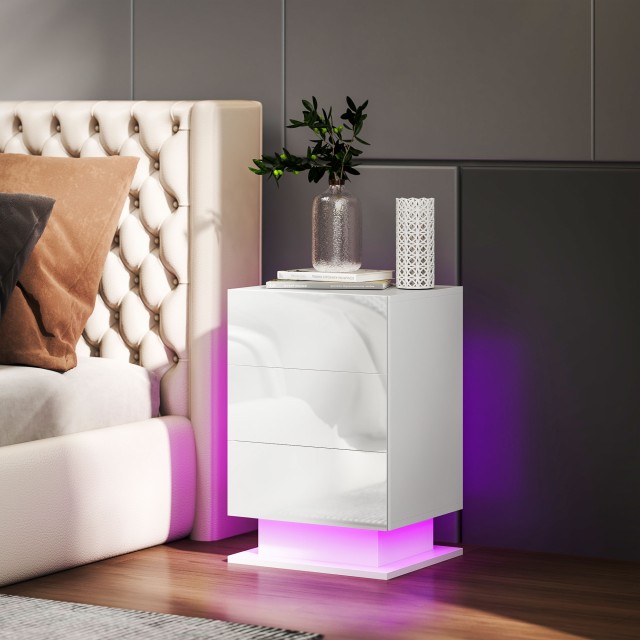 HOMCOM Μοντέρνο Κομοδίνο με LED και Τηλεχειριστήριο, 40x35x60 εκ. 8...