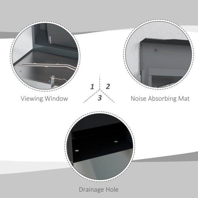 HOMCOM Steel Mailbox με 2 κλειδιά ασφαλείας, V-Slot και Drainage Hole, 37x10,5x37 cm, Γκρι B80-013V00CG