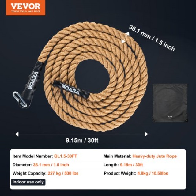 Σχοινί Αναρρίχησης Γυμναστικής 1.5x30FT VEVOR για Προπόνηση Δύναμης  ZYPYSZHM15YCSKX8NV0
