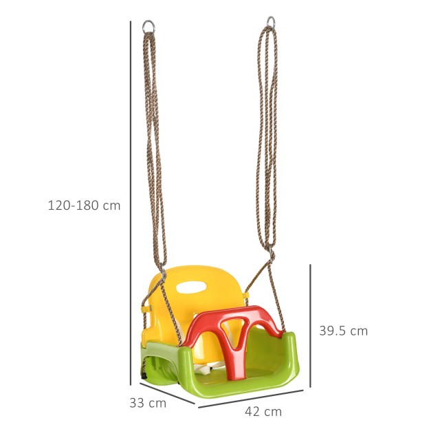 Outsunny 9-36 Μηνών PP και PE Baby Swing με ρυθμιζόμενο σχοινί και ζώνη, 42x33x120-180cm 344-056V00GN