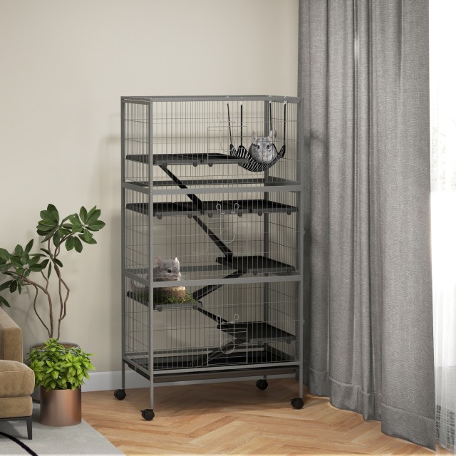 PawHut Rabbit Cage με 4 εισόδους σε πολλαπλά επίπεδα με αιώρα, ατσά... PawHut Rabbit Cage με 4 εισόδους σε πολλαπλά επίπεδα με αιώρα, ατσά...