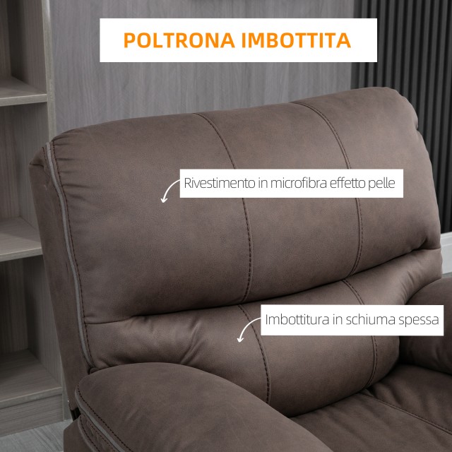 Πολυθρόνα HOMCOM Relax με χειροκίνητη ανάκλιση και υποπόδιο, 97x99x96cm, καφέ 839-501V00BN