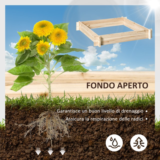 Κρεβάτι Outsunny για λαχανόκηπο και κήπο από ξύλο ελάτης, διάταξη χ...