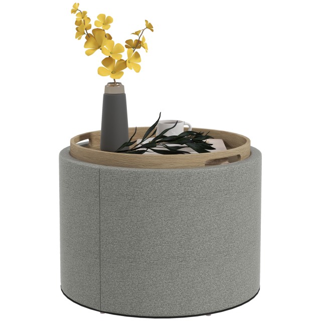 HOMCOM Linen Effect Container Πουφ, 120 kg max με καπάκι, σε MDF, 56x56x42 cm, Γκρι 838-435V80GY
