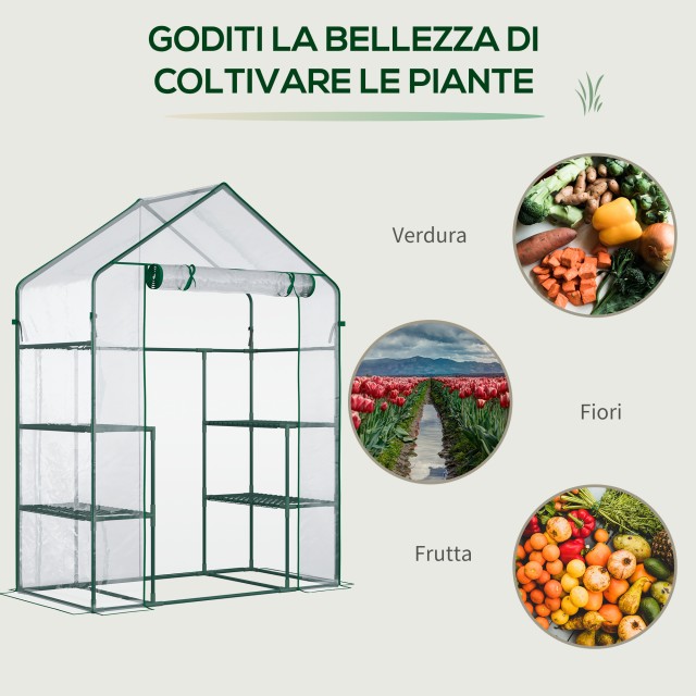 Outsunny Garden Greenhouse σε Αδιάβροχο και Anti UV PE με εξαρτήματα τοποθέτησης, 142x73x195cm - Πράσινο 845-139V01
