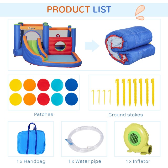 Outsunny Bouncy Castle για παιδιά 3-8 ετών με τσουλήθρα, τραμπολίνο και πισίνα, 380x340x170 cm 342-059V90