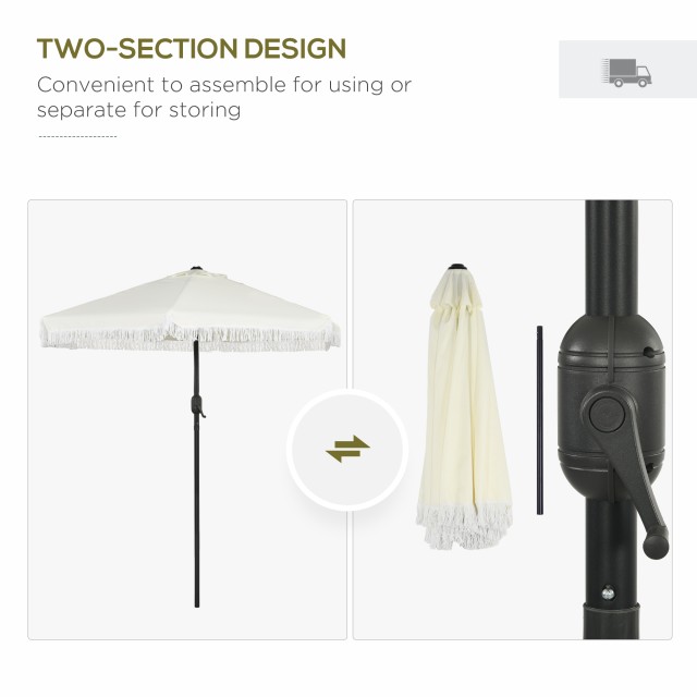 Outsunny Tilting Garden Umbrella 2,3x2,2m με κεντρικό κοντάρι και μανιβέλα, κρέμα 84D-310V00CW