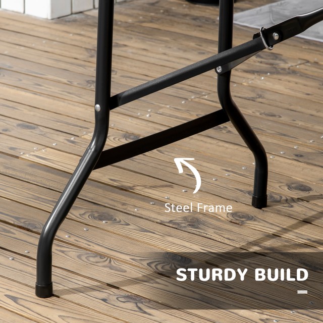 Τραπέζι κήπου Outsunny για 6 άτομα σε ατσάλι και HDPE, 180x75,5x73 cm, σκούρο γκρι 84G-004V00CG