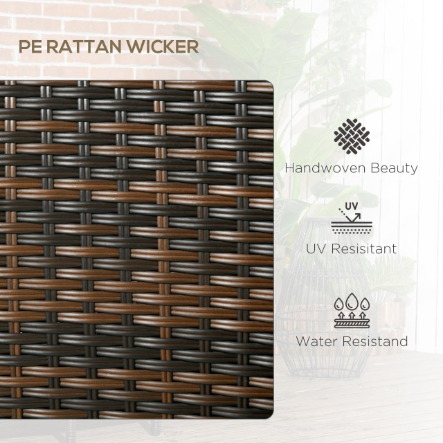 Outsunny Rattan Garden Σετ με 2 Μοντέρνες Καρέκλες και Τραπεζάκι Σαλονιού, 138x60x87 cm, Καφέ 867-180V00MB
