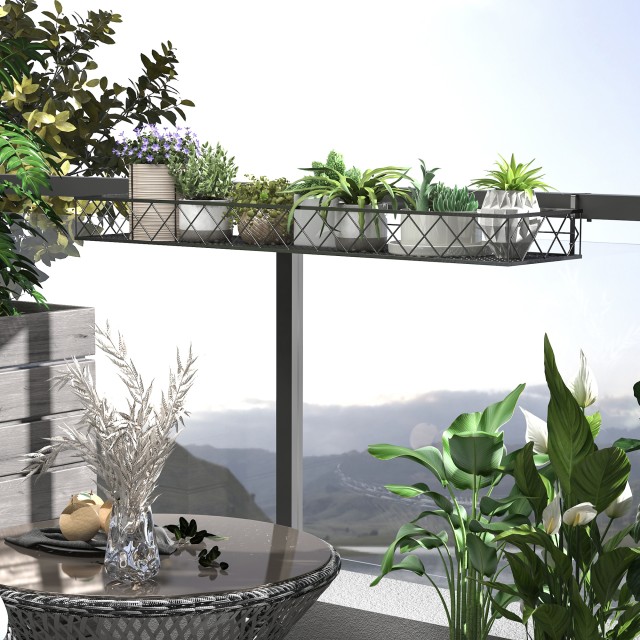 Outsunny Outsunny Outdoor Planter Stand με γάντζους για κιγκλίδωμα ...