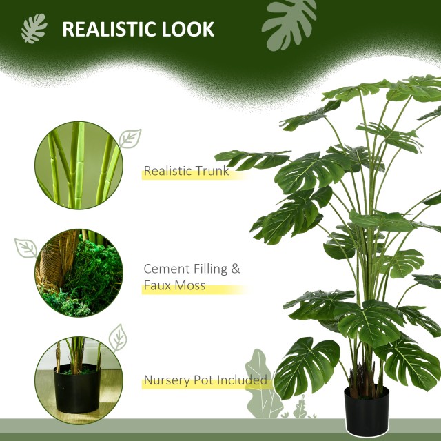 HOMCOM Τεχνητό φυτό Monstera Ύψος 180 cm για εσωτερική και εξωτερική χρήση με γλάστρα 830-800V01GN