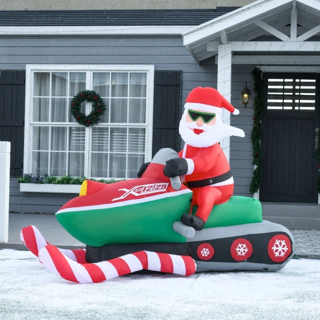 Φουσκωτός Άγιος Βασίλης σε Snowmobile με Ενσωματωμένα Φώτα LED HOMCOM 844-376V90