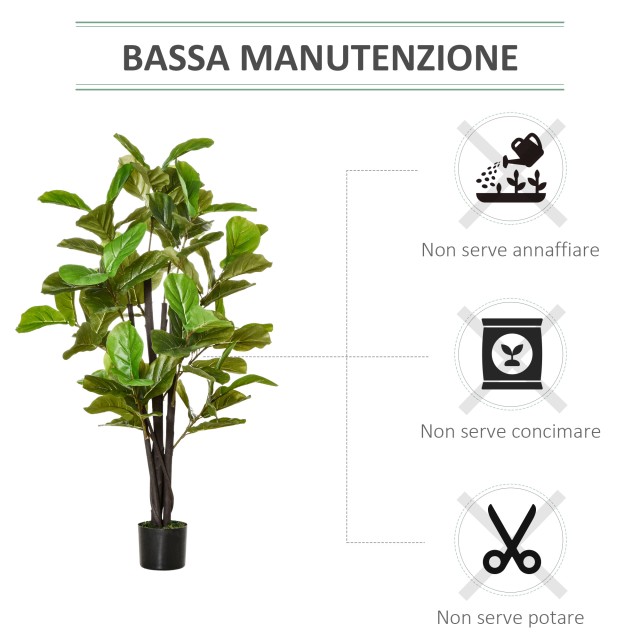 HOMCOM Τεχνητό Ficus 130cm για εσωτερικούς και εξωτερικούς χώρους, ρεαλιστικό τεχνητό φυτό με 78 φύλλα 830-437