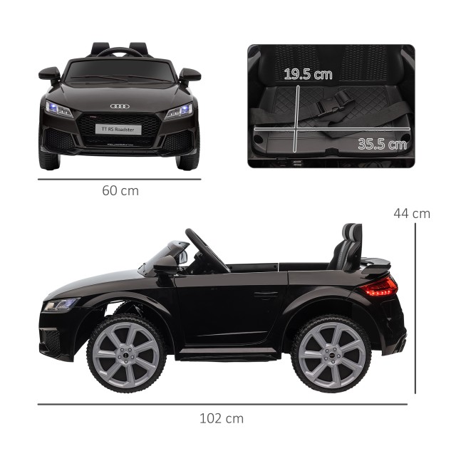 HOMCOM Ηλεκτρικό αυτοκίνητο για παιδιά 3-5 ετών AUDI TT με τηλεχειριστήριο, ανοιγόμενες πόρτες και προβολείς LED, μαύρο 370-079V90BK