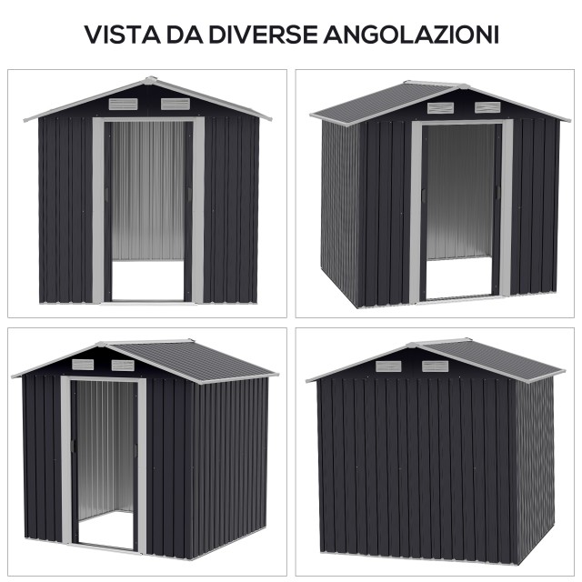 Υπόστεγο Outsunny Garden 2x1,5x1,9m από γαλβανισμένο χάλυβα, διπλή συρόμενη πόρτα και 4 εισαγωγές αέρα 845-536