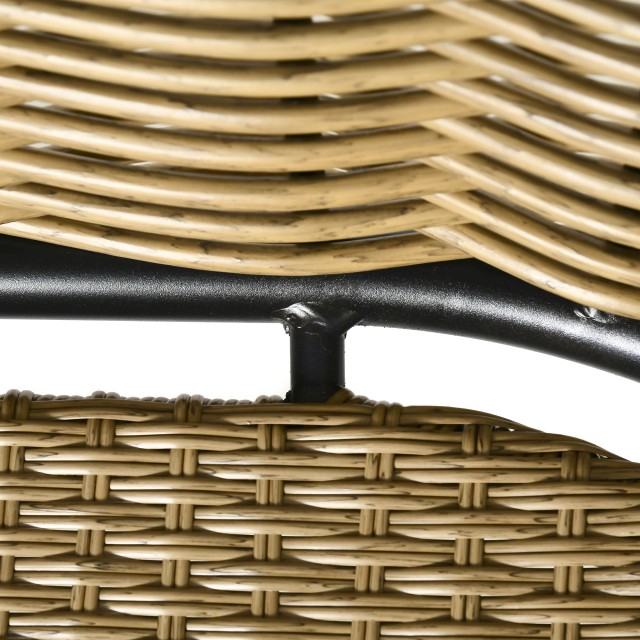Σετ Έπιπλα Κήπου Outsunny 5 τεμαχίων Rattan, Lounge εξωτερικού χώρου με 2 τραπεζάκια σαλονιού, καναπέ 3 θέσεων και 2 πολυθρόνες με μαξιλάρια 860-235