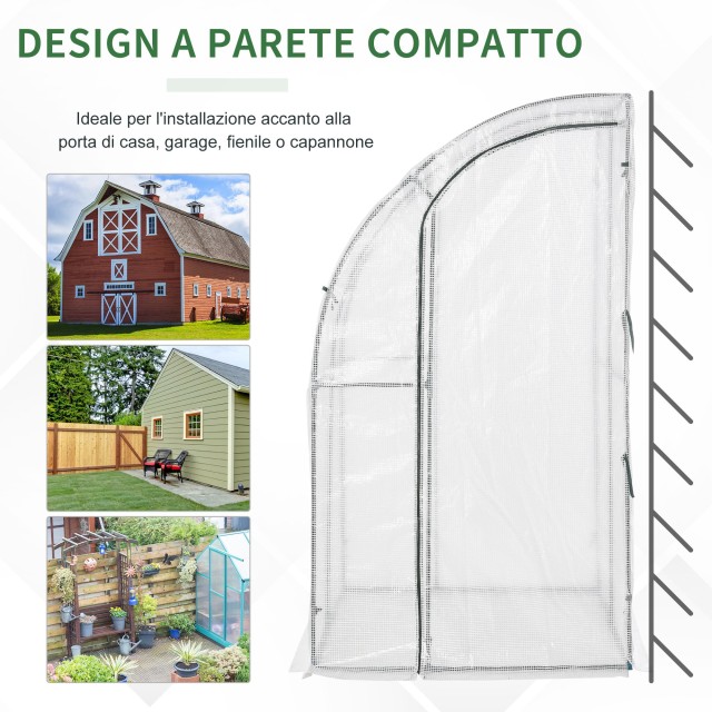 Outsunny Garden Θερμοκήπια επιτοίχια για φυτά και λουλούδια Λευκό και Πράσινο 845-304V03WT