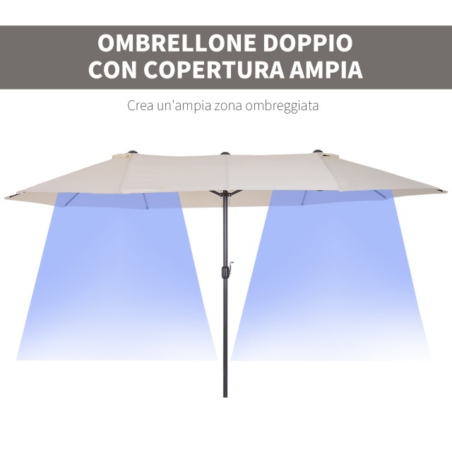 Outsunny Outdoor Double Canopy Parasol, Anti UV 460 x 270 x 240, Μπ...