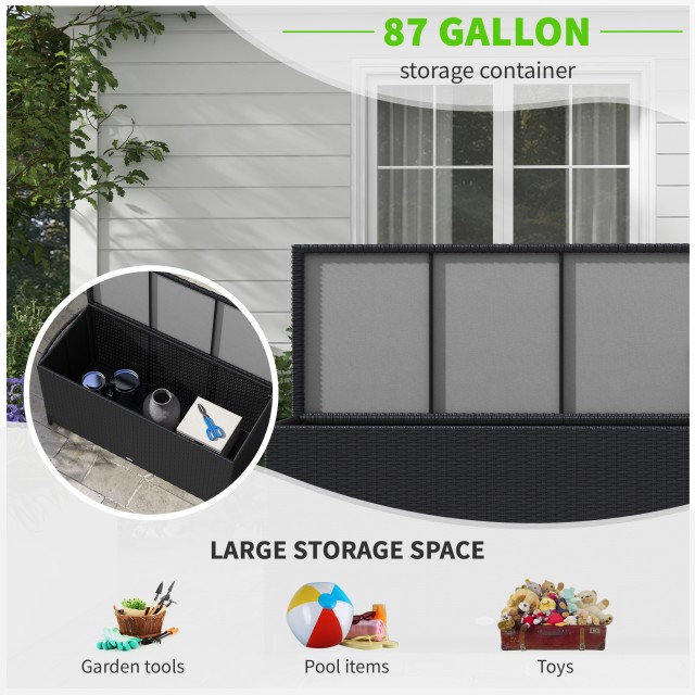 Outsunny PE Rattan Garden Storage Box με ρόδες και πλαϊνή λαβή, 121...