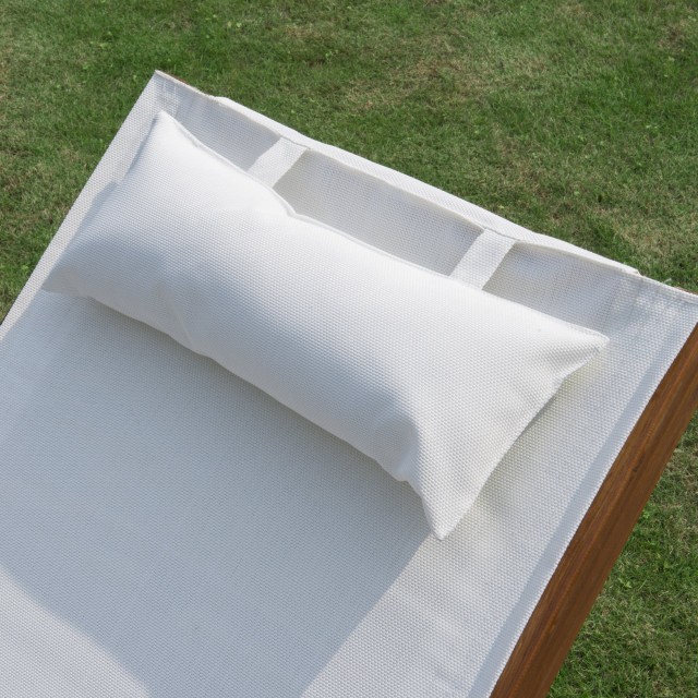 Outsunny ξαπλώστρα Relax ξαπλώστρα για κήπο από ξύλο και κρέμα Texilene 84B-032CW
