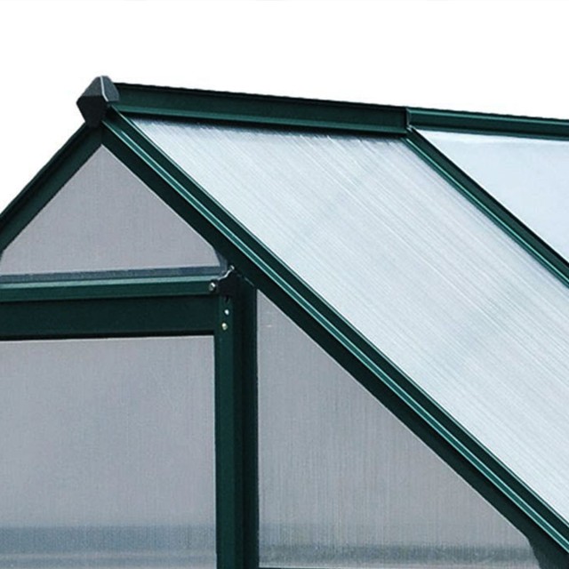 Outsunny Polycarbonate Garden Garden Anti UV 190x132x201cm, Φυτικό Θερμοκήπιο με σκελετό αλουμινίου, παράθυρο και συρόμενη πόρτα 845-057