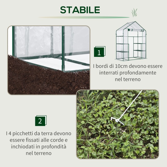Outsunny Garden Greenhouse σε Αδιάβροχο και Anti UV PE με εξαρτήματα τοποθέτησης, 142x73x195cm - Πράσινο 845-139V01