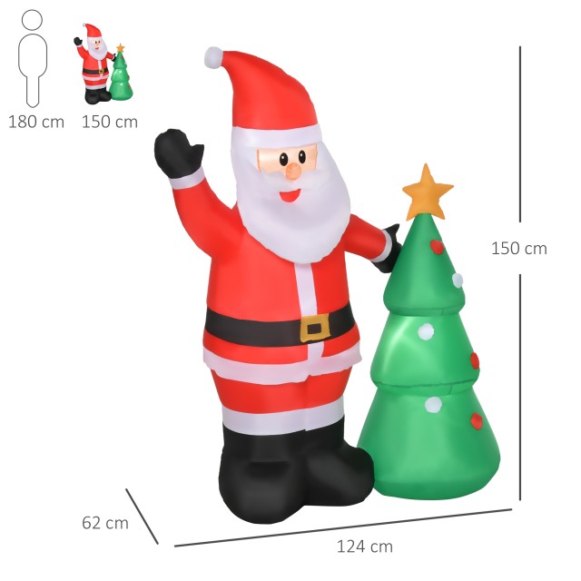 Φουσκωτός Άγιος Βασίλης με Δέντρο 150 cm με Φώτα LED HOMCOM 844-374
