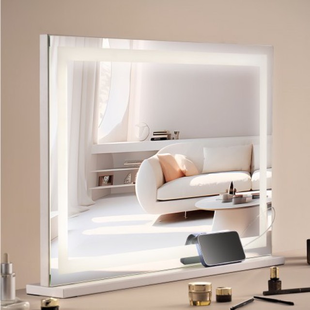 VEVOR Beleuchteter Schminkspiegel 3 Farben mit USB Tisch/Wand 80x55cm TMHZJJSFXDD8GJ8WCV2