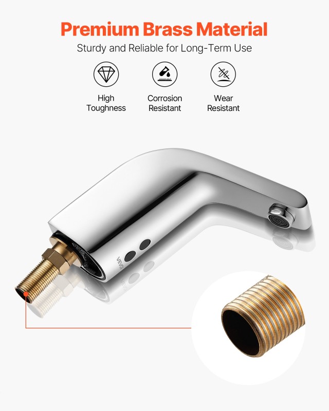 VEVOR Αυτόματος Αισθητήρας Βρύσης Μπάνιου - Χρώμιο, 16cm Ανίχνευση,...