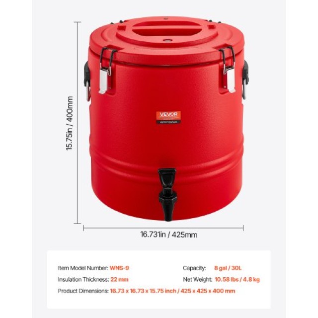 VEVOR Μονωμένος Διανεμητής Ροφημάτων 30L για Ζεστά και Κρύα Ποτά YL...