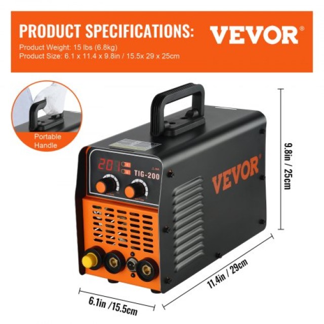 VEVOR TIG-200C: 200A Συγκολλητής TIG/MMA για Χάλυβα, Τιτάνιο & Χαλκό  DHJSTIGDC200AEGZPV2