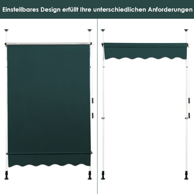 Costway Πράσινη, UV-Ανθεκτική Βαλκονότειρα 150cm χωρίς Τρυπάνι, Ρυθ...