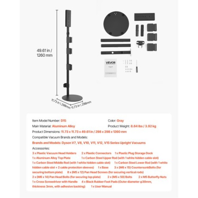 VEVOR Βάση Στήριξης για Σκούπα Dyson με 4 Επιθέματα XCQZJDSLSYGDQQ2GEV0