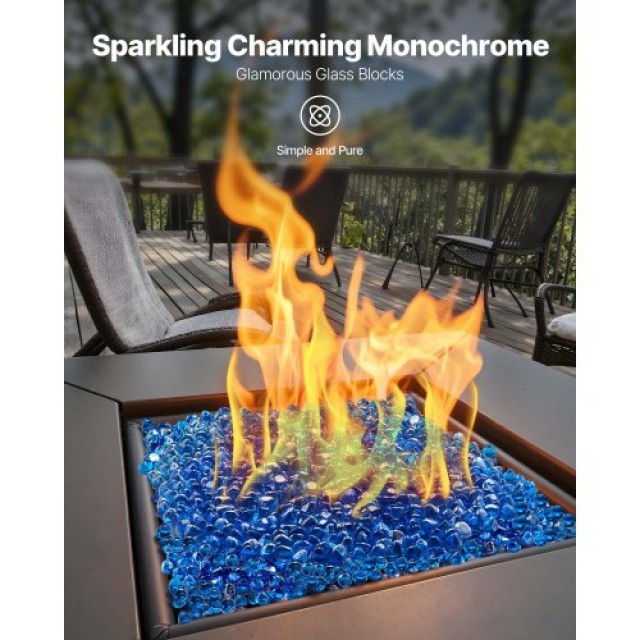 VEVOR Γυάλινοι Βότσαλοι 1 για Τζάκι & Firepit σε Καραϊβικό Μπλε FHB...