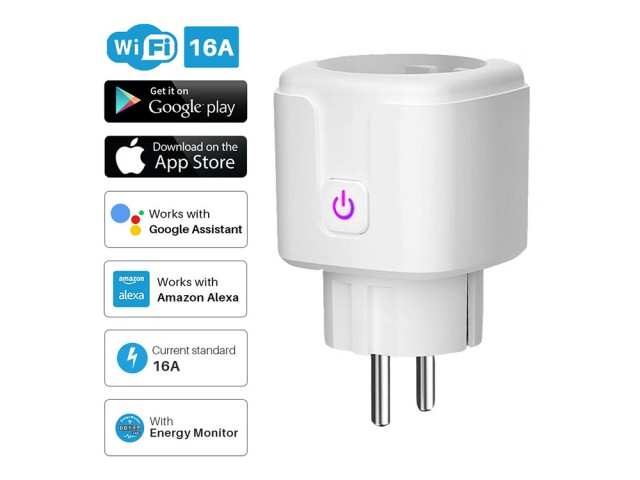 Πρίζα Smart WiFi με Χρονοδιακόπτη 16A – Συμβατή με Alexa & Google A...