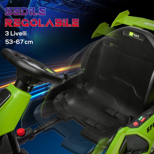 HOMCOM Ηλεκτρικό Go Kart για Παιδιά 6-12 Ετών 24V 12km/h με Ρυθμιζόμενο Κάθισμα Πράσινο 370-287V90GN