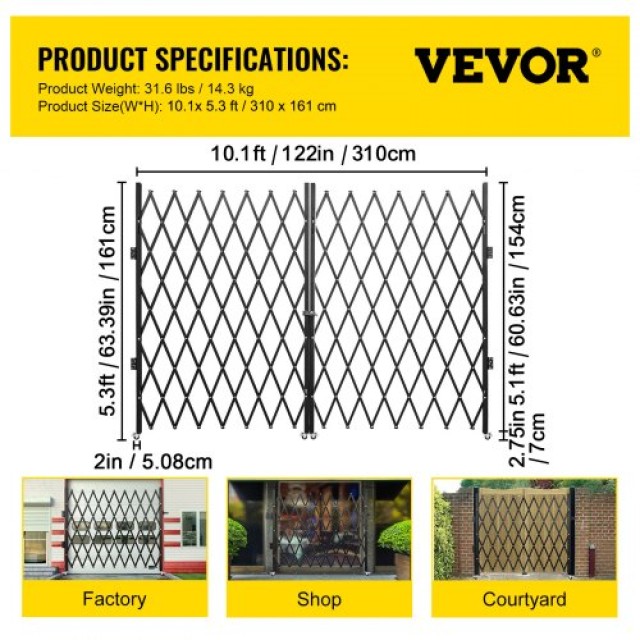 VEVOR  Πτυσσόμενη Πόρτα Ασφαλείας 5 x 10  SSFDMSM1.5X3M0001V0