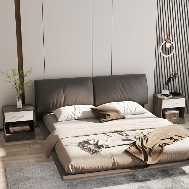 HOMCOM Σετ 2 Μοντέρνα Κομοδίνα με Ανοιχτό Ράφι και Συρτάρι, 39x28x4...