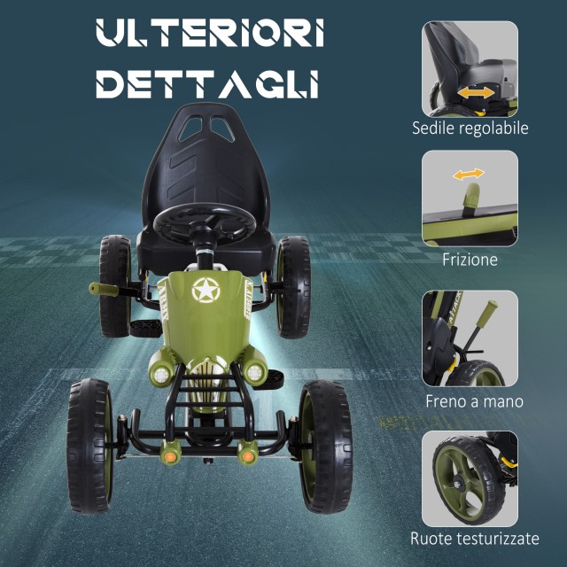 HOMCOM Ποδήλατο Go Kart για Παιδιά από 3-6 Ετών με Ρυθμιζόμενο Κάθισμα και Χειρόφρενο Πράσινο 341-025