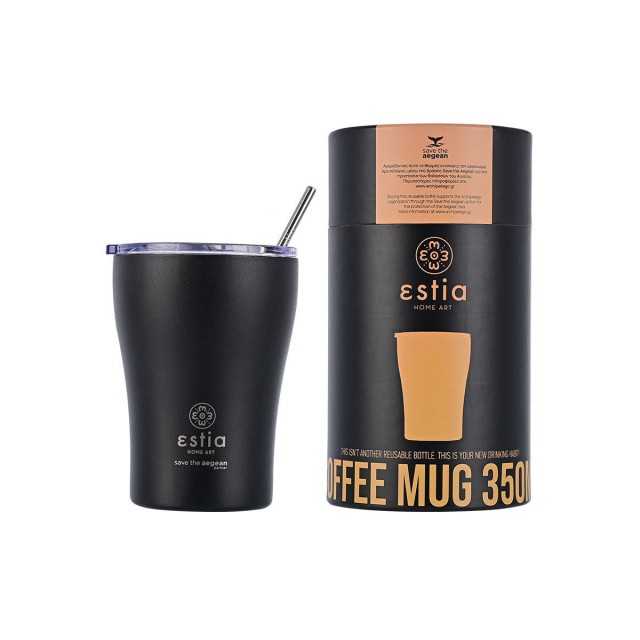 ESTIA Θερμική Κούπα Καφέ 350ml Save the Aegean Midnight Black 01-12083