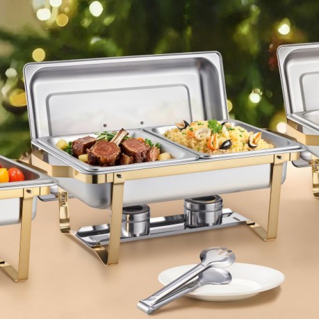 VEVOR 8 Qt Rectangle Chafing Dish Buffet Set ZFXBXGSTGK4J10ULXV0