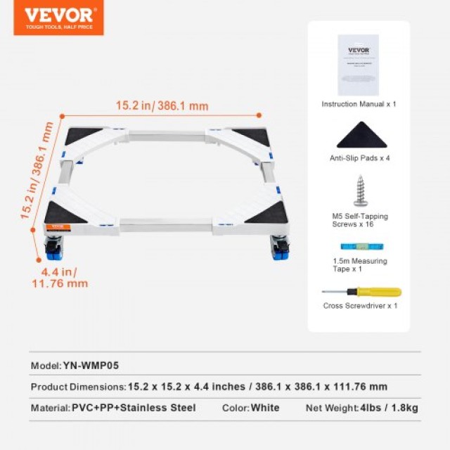 Ρυθμιζόμενη Βάση Ψυγείου/Πλυντηρίου VEVOR με Ρόδες  XYJDZKSSZJDJE2124V0