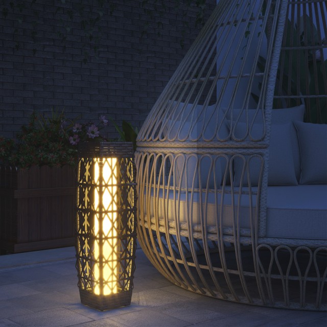 Outsunny Ηλιακός Λαμπτήρας Κήπου με Φωτισμό LED, από Ατσάλι και PE Rattan, 20x20x68 εκ., Γκρι 867-151V00GY