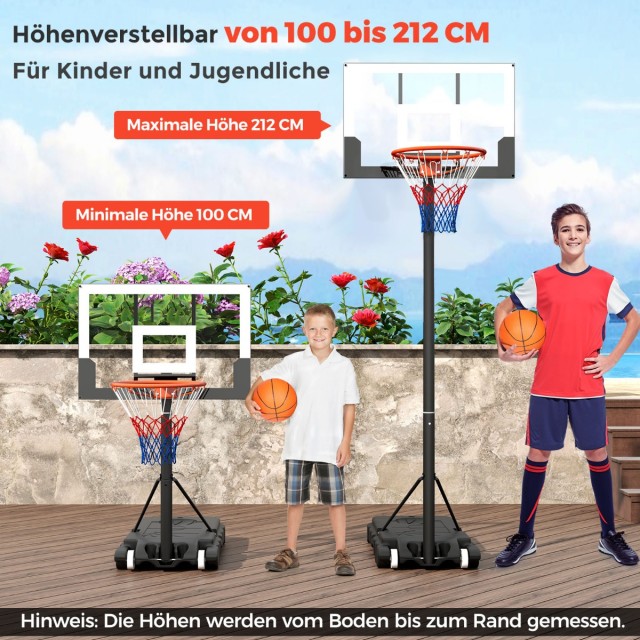 Costway Ρυθμιζόμενη Εξωτερική Μπασκέτα 155-230cm SP38316WH